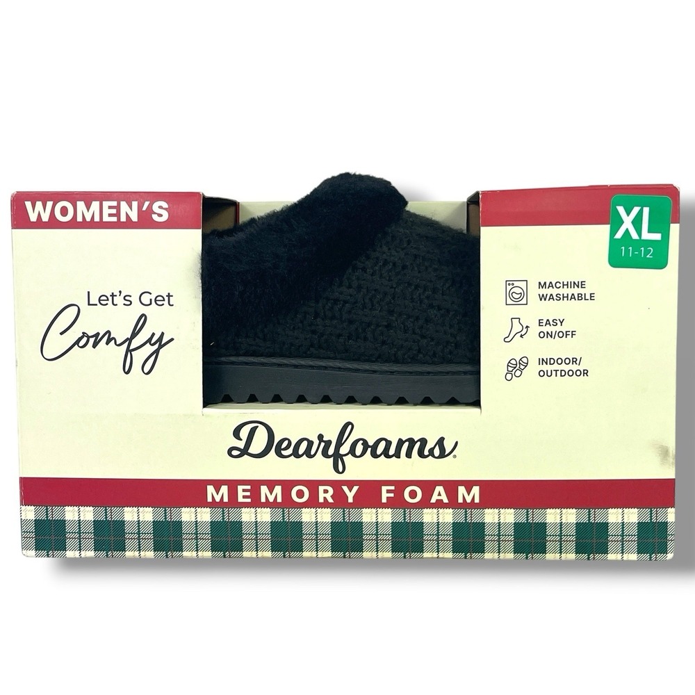 Dearfoams Memory Foam Womens Size XL 11-12 Slip On Slippers Indoor Outdoor New